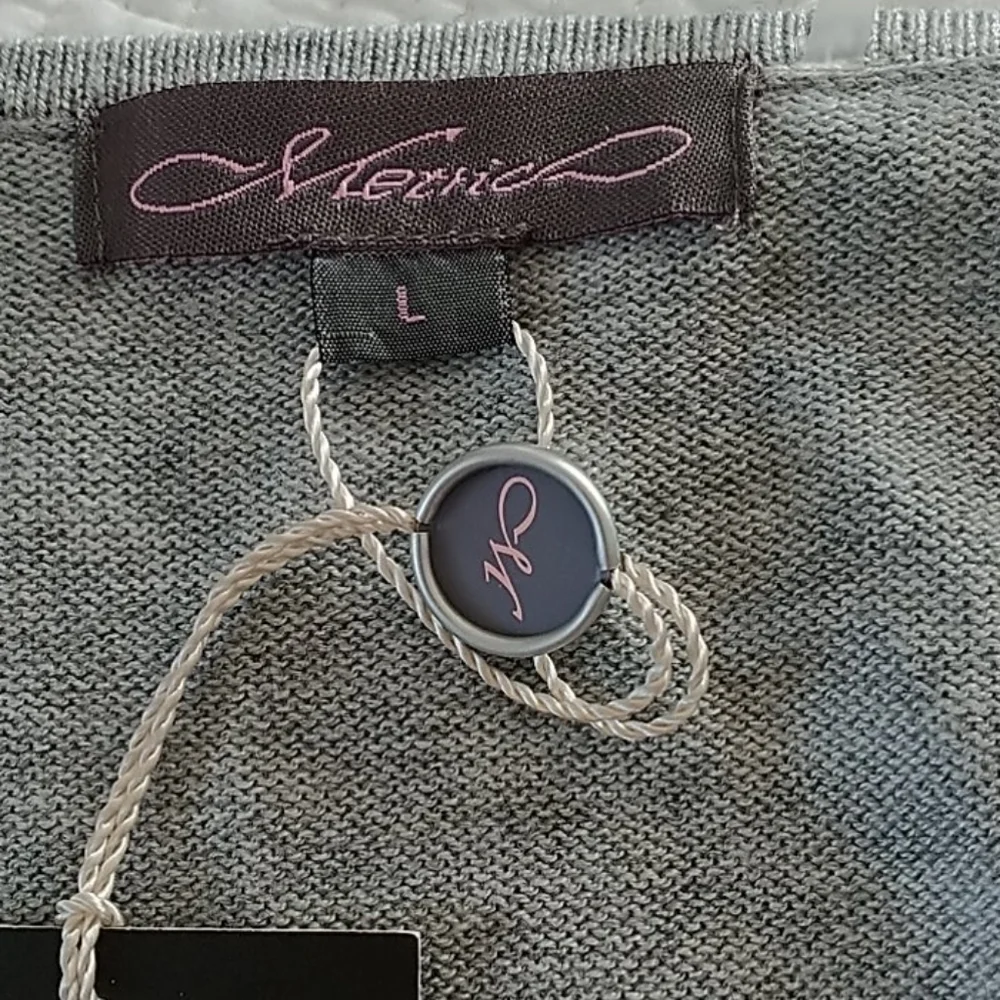 Metric, Heather Grey Cardigan w Bell Sleeves, Sz L - Picture 6 of 12